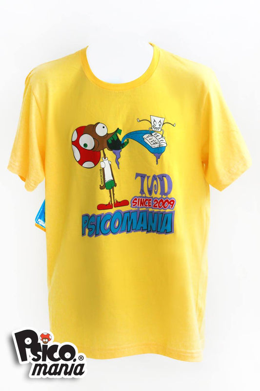 Psychedelic Mushroom Cartoon T-Shirt - 100% Cotton, Trippy LSD Adventure!